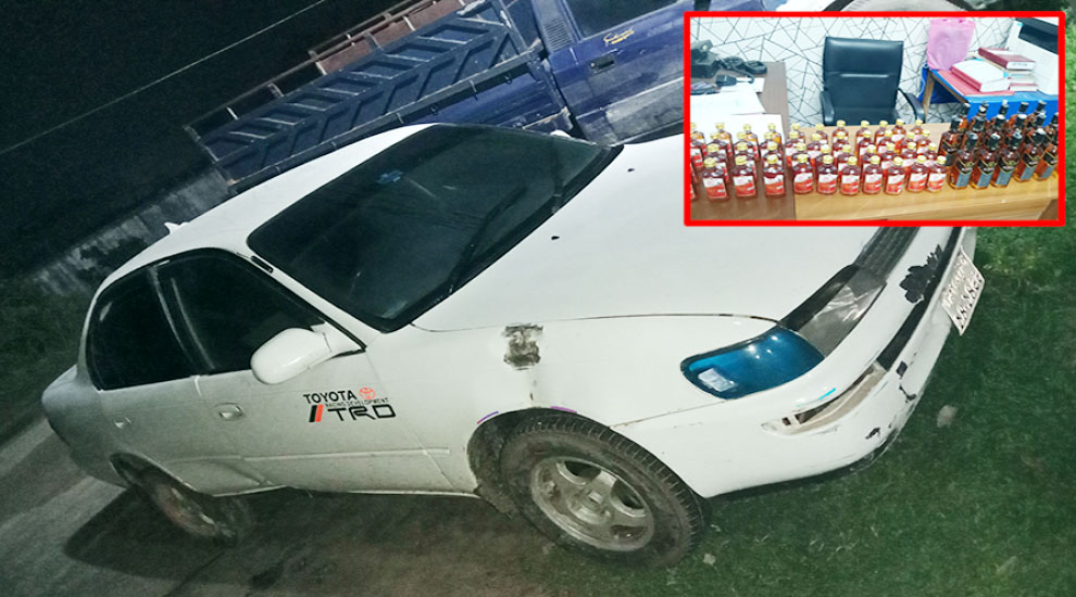 সিলেটে পুলিশের ধাওয়ায় মদ ফেলে পালায়ন