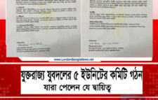যুক্তরাজ্য যুবদলের ৫ ইউনিটের কমিটি গঠন