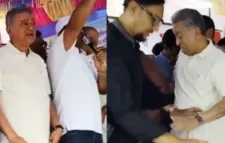 ত্রাণ বিতরণে গিয়ে মঞ্চ ভেঙে পড়লেন অর্থমন্ত্রীসহ নেতাকর্মীরা