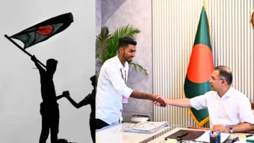 সেই পতাকা নিয়ে প্রধানমন্ত্রীর সঙ্গে আজিজুরের সাক্ষাৎ