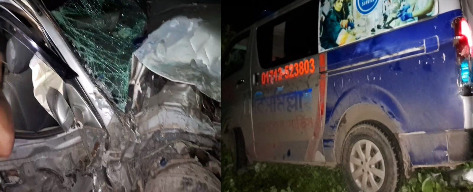 ওসমানীনগরে প্রাইভেটকার এম্বোলেন্স মুখোমুখি সংঘর্ষ আহত-৫