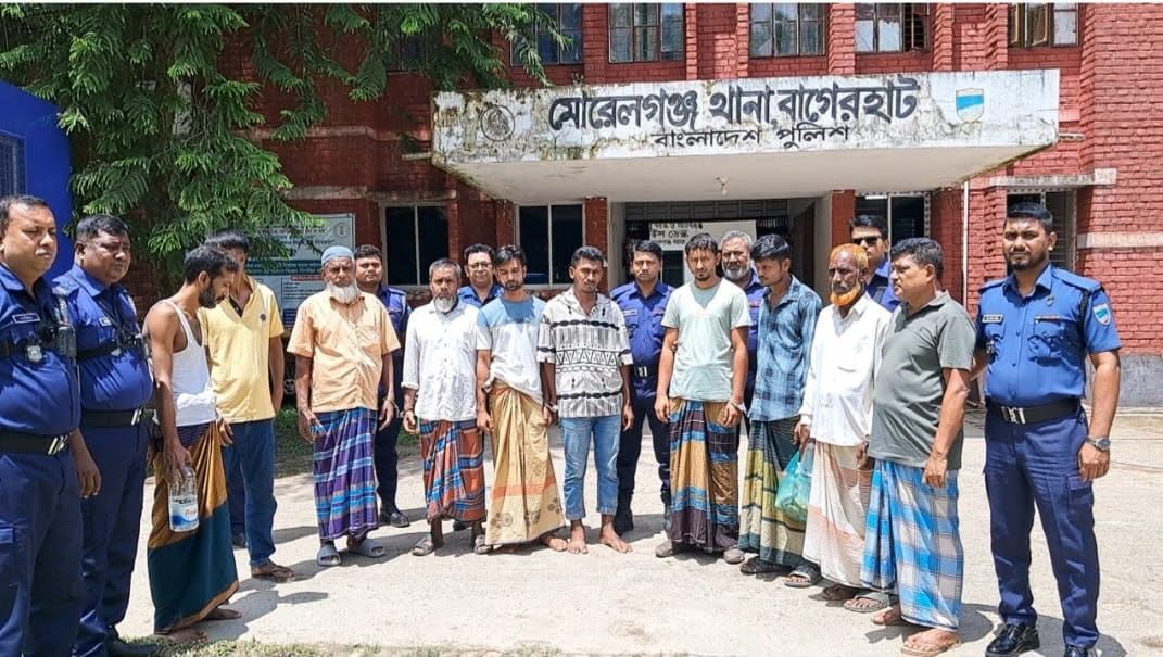 মোরেলগঞ্জে পুলিশের বিশেষ অভিযানে গ্রেপ্তার ১০