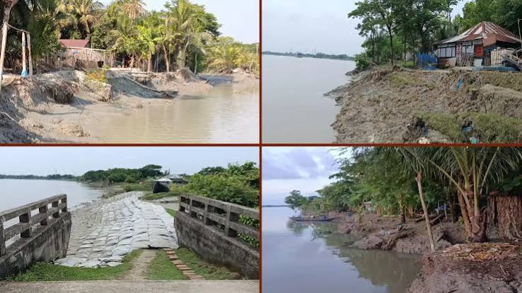 মোংলা-ঘোষিয়াখালী আন্তর্জাতিক নৌ চ্যানেলে ভয়াবহ নদীভাঙন,টেকসই বেড়িবাঁধের দাবি