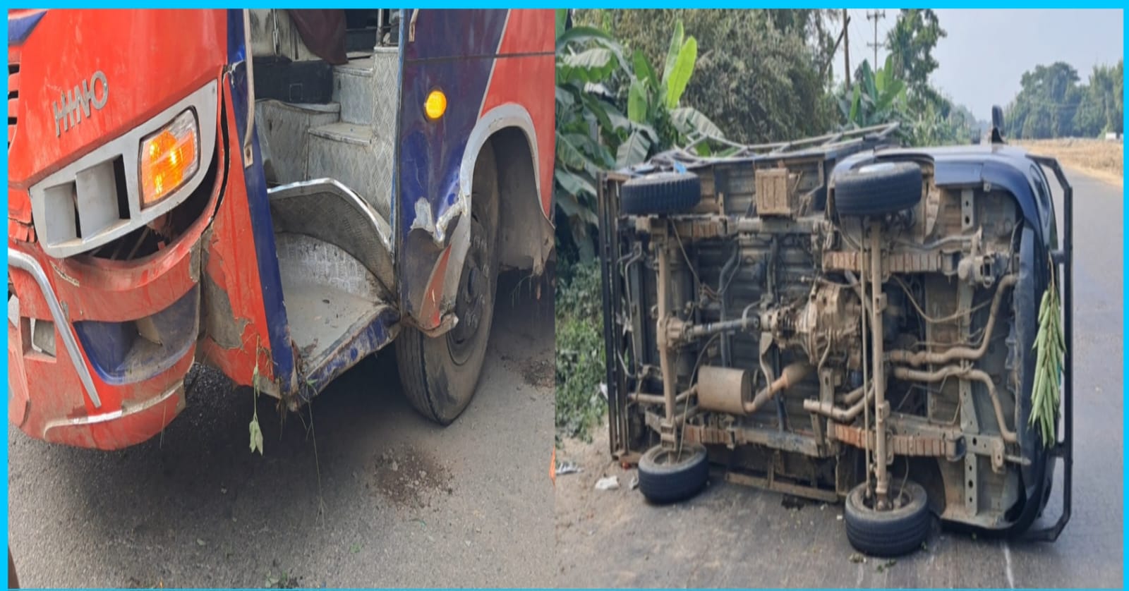 ওসমানীনগরে যাত্রীবাহী বাসের সঙ্গে সবজী বোঝাই ট্রাকের সংঘর্ষ